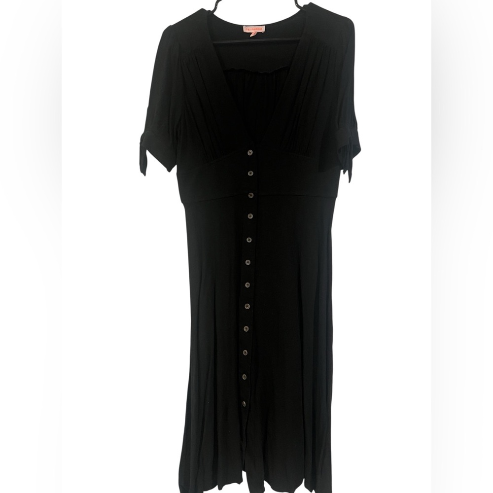 Re:named Black Dress with Button Detail